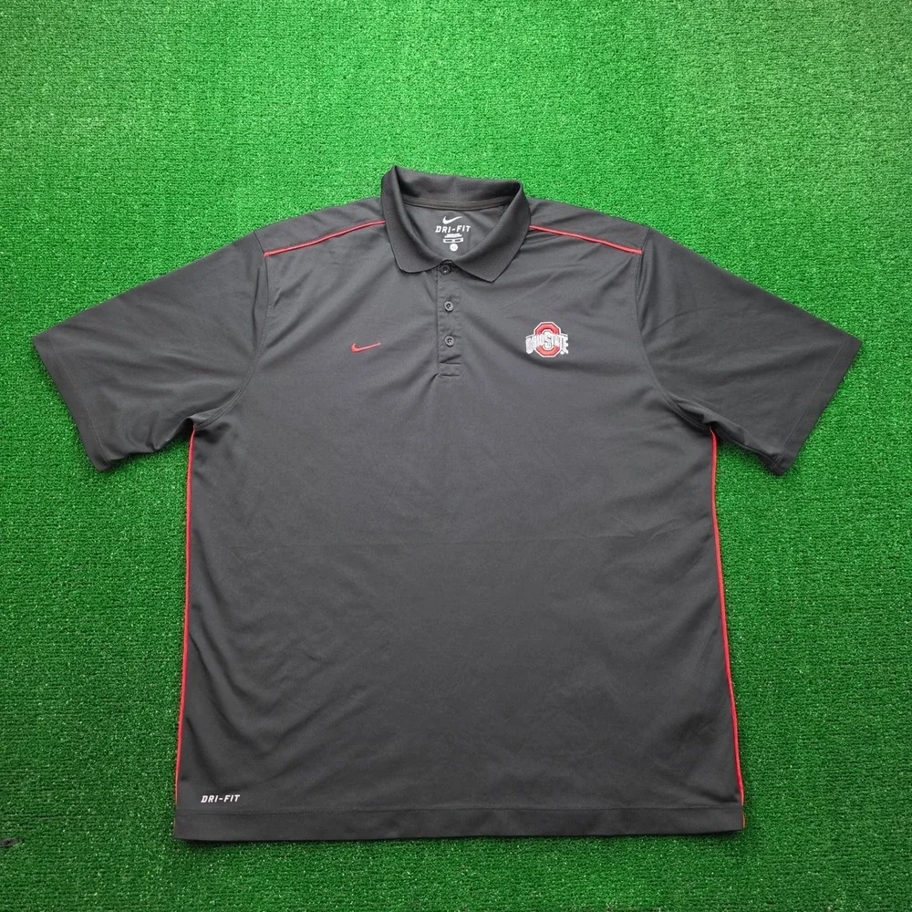 Ohio State Buckeyes Nike Dri FIT Performance Polo Shirt Mens XL Black NCAA